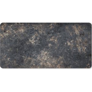 Muismat XXL - Bureau onderlegger - Bureau mat - Zwart - Staal - Roest print - 100x50 cm - XXL muismat
