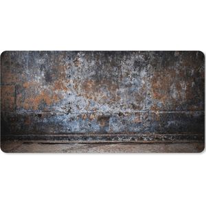 Muismat XXL - Bureau onderlegger - Bureau mat - IJzer - Vintage - Roest print - Grijs - Bruin - Abstract - 120x60 cm - XXL muismat