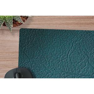Muismat XXL - Bureau onderlegger - Bureau mat - Leer - Lederlook - Groen - Blauw - 60x60 cm - XXL muismat