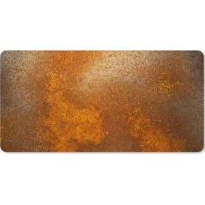 Muismat XXL - Bureau onderlegger - Bureau mat - Metaal - Roest print - Oranje - Vintage - Industrieel - 90x45 cm - XXL muismat