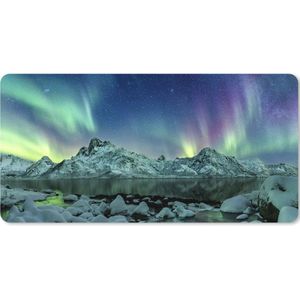 Muismat XXL - Bureau onderlegger - Bureau mat - Zee - IJs - Noorderlicht - Winter - Natuur - 80x40 cm - XXL muismat