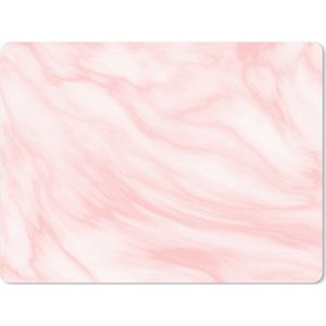 Muismat XXL - Bureau onderlegger - Bureau mat - Marmer print - Roze - Wit - Luxe - Marmer printlook - 80x60 cm - XXL muismat