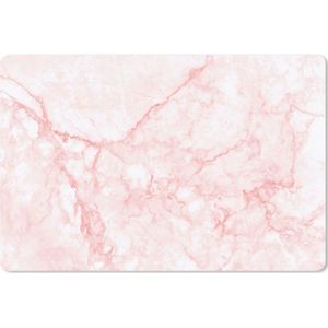 Muismat XXL - Bureau onderlegger - Bureau mat - Marmer print - Wit - Roze - Chic - 120x80 cm - XXL muismat