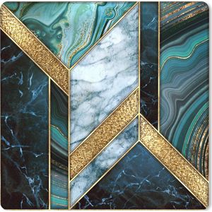 Muismat XXL - Bureau onderlegger - Bureau mat - Marmer print - Mozaïek - Goud - 50x50 cm - XXL muismat