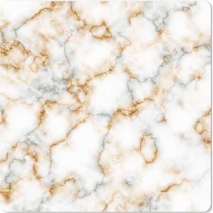 Muismat XXL - Bureau onderlegger - Bureau mat - Marmer print - Wit - Grijs - Goud - 60x60 cm - XXL muismat