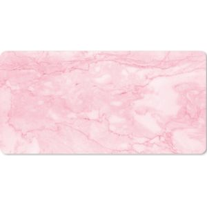 Muismat XXL - Bureau onderlegger - Bureau mat - Marmer print - Roze - Textuur - Chic - 90x45 cm - XXL muismat