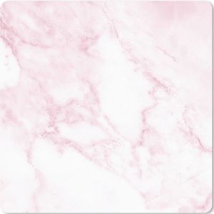 Muismat XXL - Bureau onderlegger - Bureau mat - Marmer print - Wit - Roze - Chic - Marmer printlook - 80x80 cm - XXL muismat