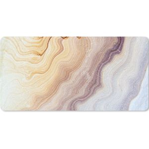 Muismat XXL - Bureau onderlegger - Bureau mat - Marmer print - Textuur - Zandsteen - Goud - Marmer printlook - 80x40 cm - XXL muismat