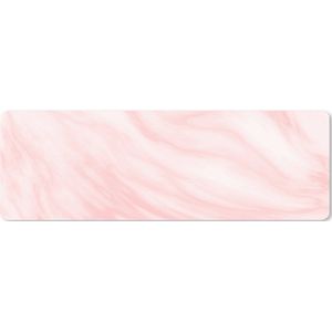 Muismat XXL - Bureau onderlegger - Bureau mat - Marmer print - Roze - Wit - Luxe - Marmer printlook - 90x30 cm - XXL muismat