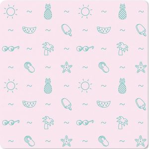 Muismat XXL - Bureau onderlegger - Bureau mat - Zomer - Symbolen - Roze - 40x40 cm - XXL muismat