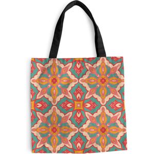 MuchoWow® Schoudertas - Strandtas - Big Shopper - Boodschappentas - Patroon - Hippie - Oranje - 40x40 cm - Katoenen tas