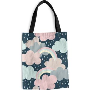 MuchoWow® Schoudertas - Strandtas - Big Shopper - Boodschappentas - Regenboog - Wolk - Regen - Kinderen - Patronen - 40x50 cm - Katoenen tas