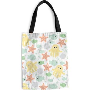 MuchoWow® Schoudertas - Strandtas - Big Shopper - Boodschappentas - Zeedieren - Baby - Schelpen - 40x50 cm - Katoenen tas