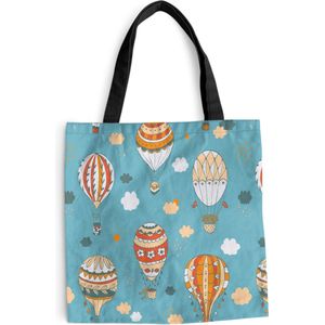 MuchoWow® Schoudertas - Strandtas - Big Shopper - Boodschappentas - Retro - Luchtballon - Pastel - Kinderen - Design - 45x45 cm - Katoenen tas