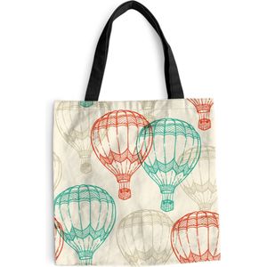 MuchoWow® Schoudertas - Strandtas - Big Shopper - Boodschappentas - Vintage - Luchtballon - Kind - Design - 45x45 cm - Katoenen tas
