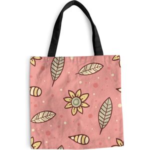 MuchoWow® Schoudertas - Strandtas - Big Shopper - Boodschappentas - Patronen - Bloemen - Bladeren - Girl - Kids - Kinderen - 40x40 cm - Katoenen tas