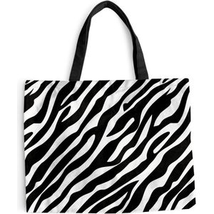 MuchoWow® Schoudertas - Strandtas - Big Shopper - Boodschappentas - Dieren - Zebra - Design - 50x40 cm - Katoenen tas