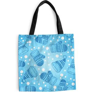 MuchoWow® Schoudertas - Strandtas - Big Shopper - Boodschappentas - Handschoenen - Muts - Winter - Patronen - 40x40 cm - Katoenen tas