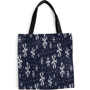 MuchoWow® Schoudertas - Strandtas - Big Shopper - Boodschappentas - Winter - Sneeuwvlok - Patronen - 45x45 cm - Katoenen tas