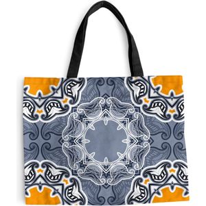 MuchoWow® Schoudertas - Strandtas - Big Shopper - Boodschappentas - Winter - Abstract - Bloemen - Design - 50x40 cm - Katoenen tas