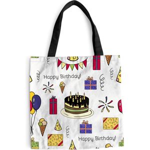 MuchoWow® Schoudertas - Strandtas - Big Shopper - Boodschappentas - Design - Verjaardag - Feest - 40x40 cm - Katoenen tas