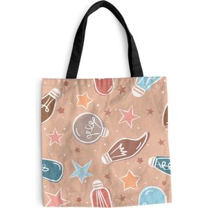 MuchoWow® Schoudertas - Strandtas - Big Shopper - Boodschappentas - Cartoon - Pastel - Patronen - Lamp - 40x40 cm - Katoenen tas