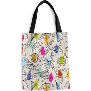 MuchoWow® Schoudertas - Strandtas - Big Shopper - Boodschappentas - Pastel - Paraplu - Patronen - 40x50 cm - Katoenen tas