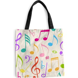 MuchoWow® Schoudertas - Strandtas - Big Shopper - Boodschappentas - Muziek - Patronen - Regenboog - 45x45 cm - Katoenen tas