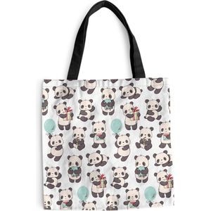 MuchoWow® Schoudertas - Strandtas - Big Shopper - Boodschappentas - Cadeau - Panda - Patroon - 40x40 cm - Katoenen tas