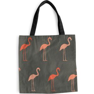 MuchoWow® Schoudertas - Strandtas - Big Shopper - Boodschappentas - Flamingo - Vogel - Patronen - 40x40 cm - Katoenen tas