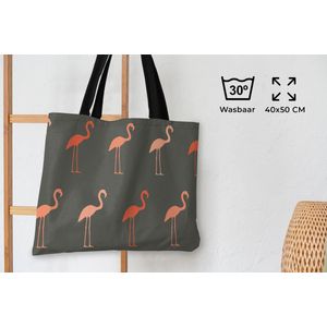 MuchoWow® Schoudertas - Strandtas - Big Shopper - Boodschappentas - Flamingo - Vogel - Patronen - 50x40 cm - Katoenen tas