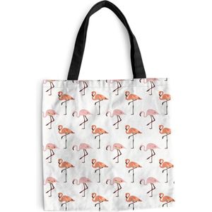 MuchoWow® Schoudertas - Strandtas - Big Shopper - Boodschappentas - Flamingo - Patroon - Roze - 45x45 cm - Katoenen tas