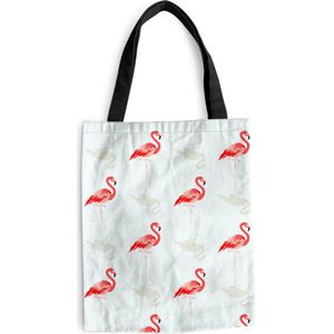 MuchoWow® Schoudertas - Strandtas - Big Shopper - Boodschappentas - Flamingo - Dieren - Patronen - 40x50 cm - Katoenen tas