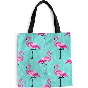 MuchoWow® Schoudertas - Strandtas - Big Shopper - Boodschappentas - Flamingo - Roze - Patroon - 45x45 cm - Katoenen tas