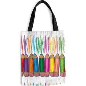 MuchoWow® Schoudertas - Strandtas - Big Shopper - Boodschappentas - Kleurpotlood - Patronen - Regenboog - 40x50 cm - Katoenen tas