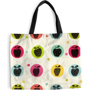 MuchoWow® Schoudertas - Strandtas - Big Shopper - Boodschappentas - Appel - Stippen - Patroon - 50x40 cm - Katoenen tas