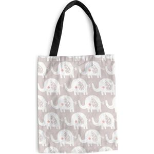 MuchoWow® Schoudertas - Strandtas - Big Shopper - Boodschappentas - Olifant - Design - Stippen - 40x50 cm - Katoenen tas