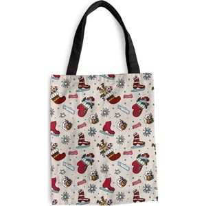 MuchoWow® Schoudertas - Strandtas - Big Shopper - Boodschappentas - Kerst - Schaats - Kerstcadeau - Patroon - 40x50 cm - Katoenen tas