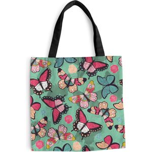 MuchoWow® Schoudertas - Strandtas - Big Shopper - Boodschappentas - Vlinders - Patronen - Lente - 45x45 cm - Katoenen tas