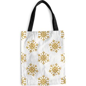 MuchoWow® Schoudertas - Strandtas - Big Shopper - Boodschappentas - Sneeuwvlok - Gold - Glitter - Kerstmis - Design - 40x50 cm - Katoenen tas