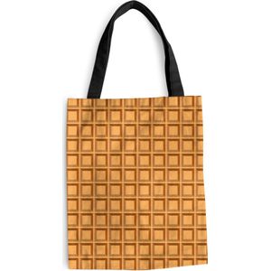 MuchoWow® Schoudertas - Strandtas - Big Shopper - Boodschappentas - Wafel - Bruin - Structuur - Design - 40x50 cm - Katoenen tas