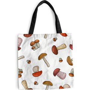 MuchoWow® Schoudertas - Strandtas - Big Shopper - Boodschappentas - Paddenstoel - Patroon - Cartoon - 40x40 cm - Katoenen tas