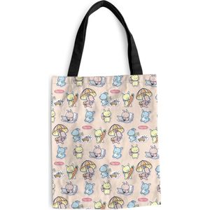 MuchoWow® Schoudertas - Strandtas - Big Shopper - Boodschappentas - Patronen - Konijn - Cartoon - Pastel - Kinderen - 40x50 cm - Katoenen tas