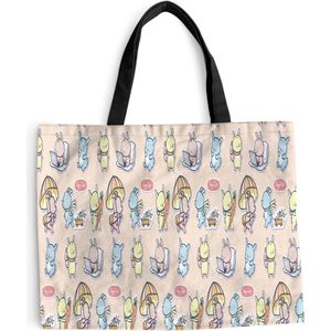 MuchoWow® Schoudertas - Strandtas - Big Shopper - Boodschappentas - Patronen - Konijn - Cartoon - Pastel - Kinderen - 50x40 cm - Katoenen tas