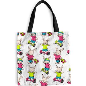 MuchoWow® Schoudertas - Strandtas - Big Shopper - Boodschappentas - School - Konijnen - Dieren - Kinderen - Patronen - 40x40 cm - Katoenen tas