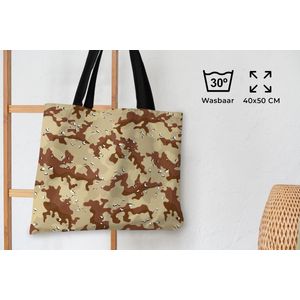 MuchoWow® Schoudertas - Strandtas - Big Shopper - Boodschappentas - Camouflage - Woestijn - Patronen - 50x40 cm - Katoenen tas