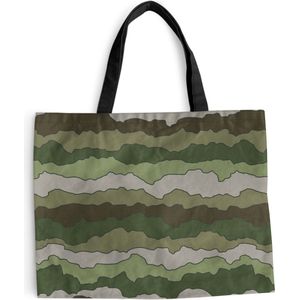 MuchoWow® Schoudertas - Strandtas - Big Shopper - Boodschappentas - Camouflage - Patronen - Leger - 50x40 cm - Katoenen tas