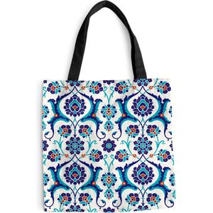 MuchoWow® Schoudertas - Strandtas - Big Shopper - Boodschappentas - Bloemen - Patronen - Blauw - 40x40 cm - Katoenen tas