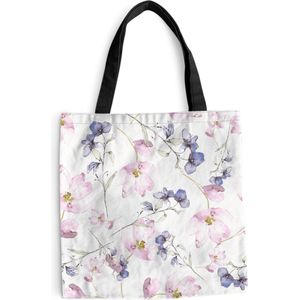 MuchoWow® Schoudertas - Strandtas - Big Shopper - Boodschappentas - Bloemen - Waterverf - Bohemian - Patroon - 40x40 cm - Katoenen tas