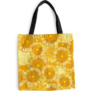 MuchoWow® Schoudertas - Strandtas - Big Shopper - Boodschappentas - Zonnebloem - Zomer - Patronen - Bloemen - 45x45 cm - Katoenen tas